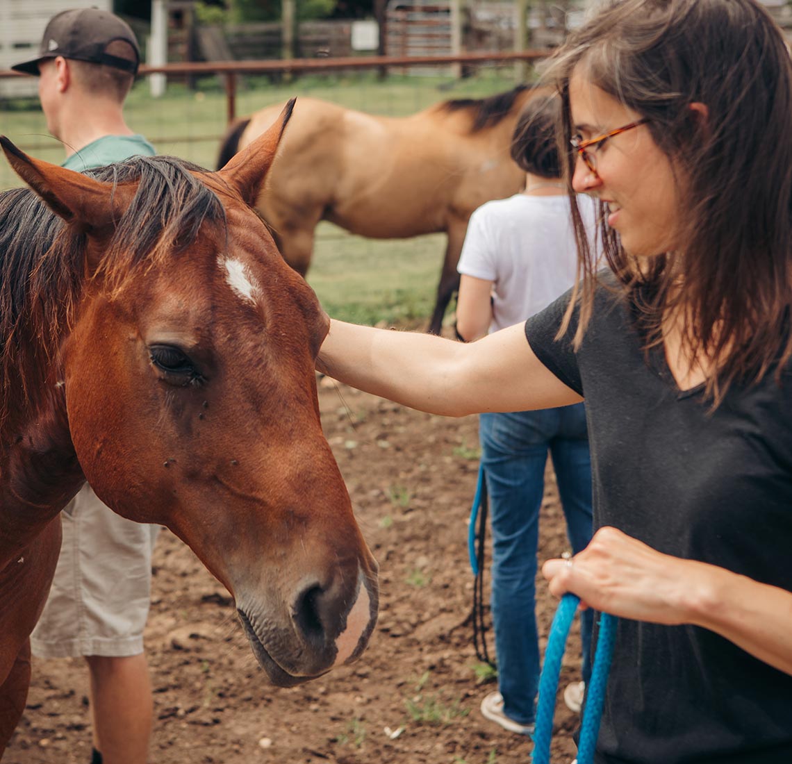 girl petting horse at rehab program nashville tn