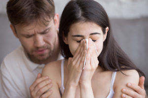 man comforting loved one with depression