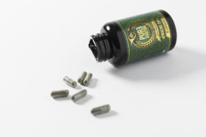 Bottle of kratom capsules, emphasizing kratom addiction